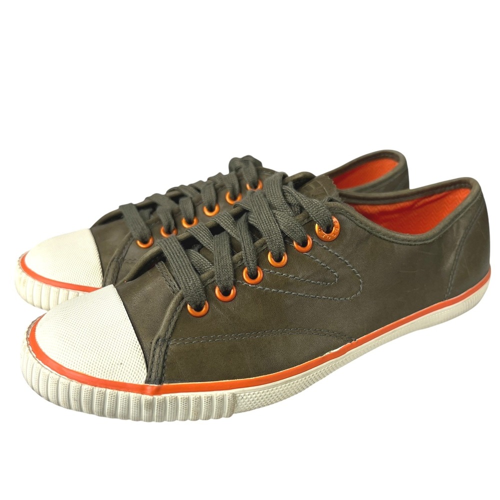 Tretorn Tournament Sneakers Mens 8 Olive Green Leather‎ Low Top Sporty Shoes - Picture 4 of 14